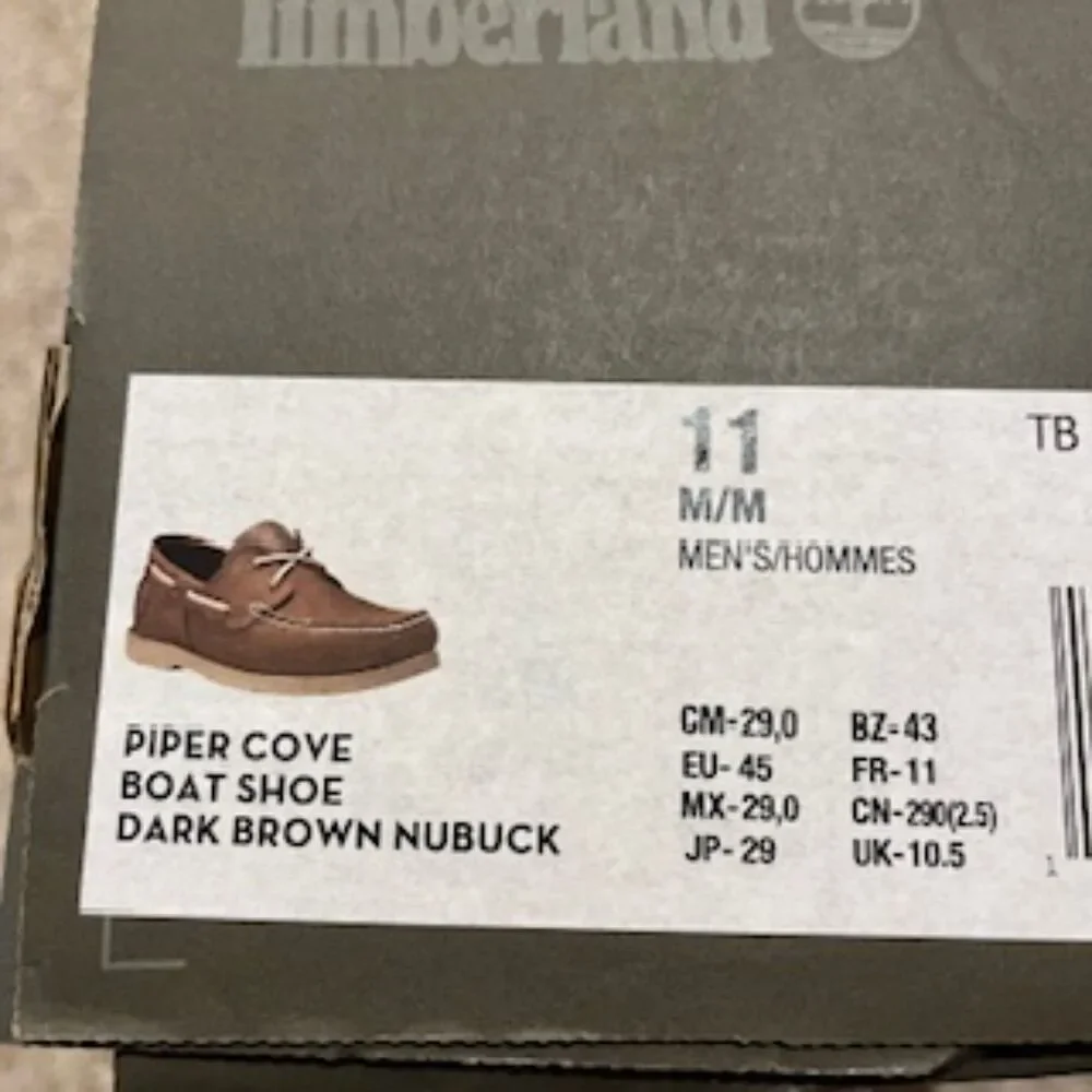 Size: 11M Leather Piper Cove Boat Shoes . Timberland Retail $164.99 . New in Box